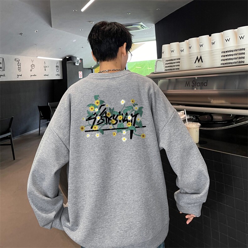 华夫格！华夫格上衣男圆领华夫格卫衣男大码长袖t恤男HY217-特P23,男装T恤,电商B367