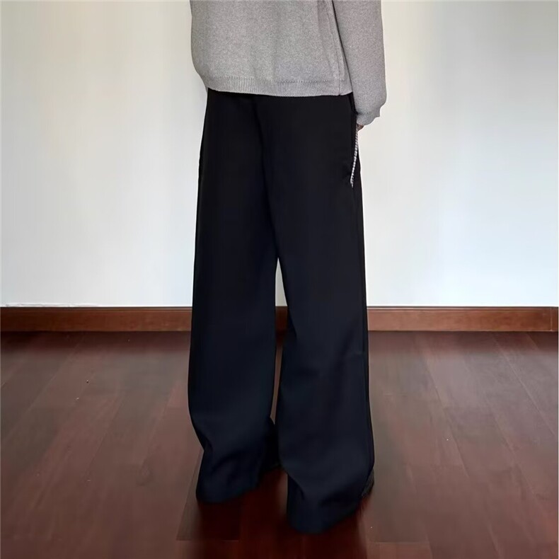 美式高级设计感阔腿西装休闲裤男女宽松垂感复古街头柳钉褶布长裤,男装西服套装,星座506A