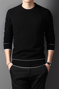 M44005限价238元男士冬季长袖圆领纯羊毛针织衫休闲P145,男装针织衫/毛衣,电商B360
