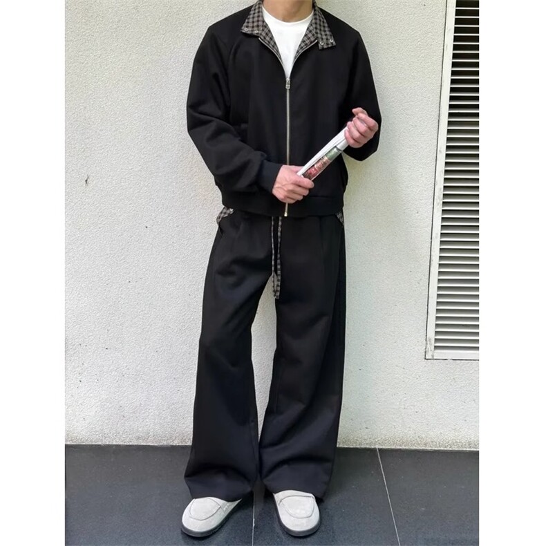 内里格纹拼接哈灵顿夹克立领开衫外套JK914特P63,男装夹克,星座908-1