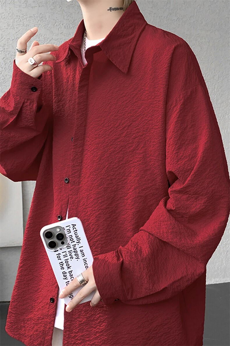 8XL-M泡泡纱盐缩肌理长袖衬衫男夏季冰丝外套防晒衬衣CS29007P40,男装衬衫,电商B312