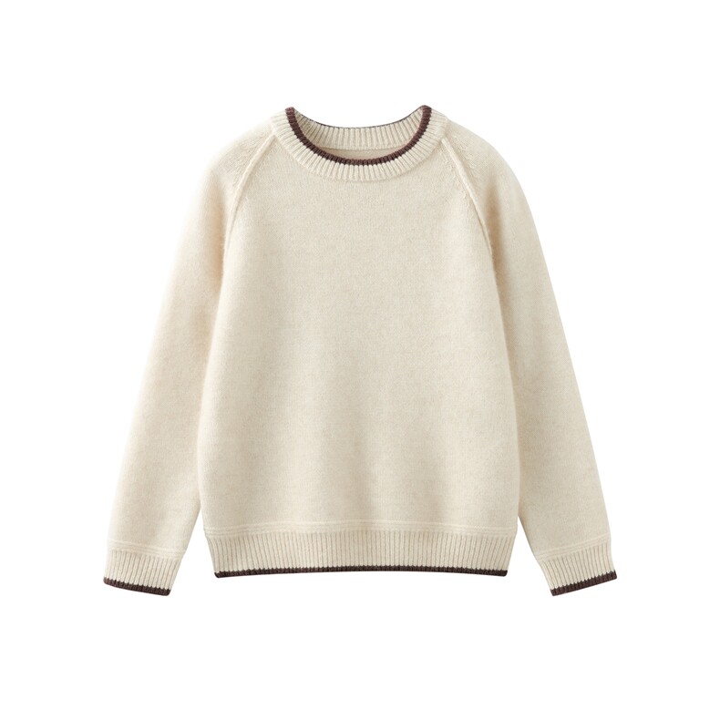 秋冬男女通用七针肩外缝合拼色领，童装儿童羊绒衫，旭泰羊绒