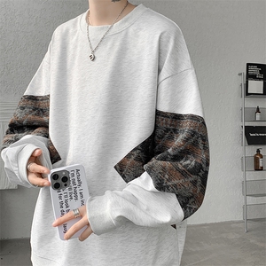 8XL-M 春秋季圆领拼接撞色民族风卫衣男新款潮牌上衣服WY005P58图片
