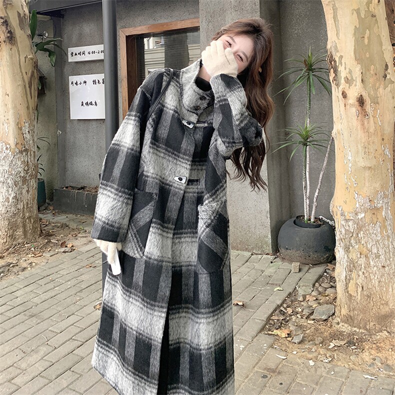 2楼002-2707-P295K388档口现货！格子羊毛外套双面呢大衣,女装毛呢外套,千寻