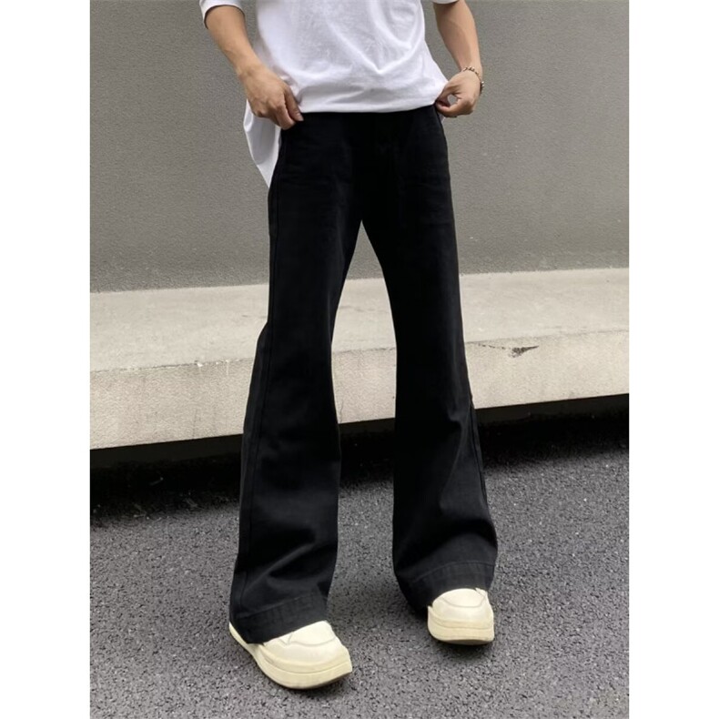 水洗弯刀直筒微喇牛仔裤美式休闲痞帅裤子阔腿裤K70556-2-P35网图，男装牛仔裤，电商B245