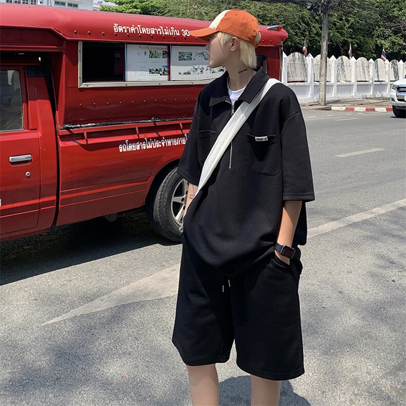 TZ2333-P65控88夏季POLO衫短裤t恤休闲宽松大码两件套短袖套装男,男装牛仔裤,电商D232