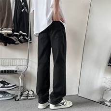 春季男牛仔裤美式高街痞帅vibe潮牌做旧直筒修身微喇裤QN7655-p33，男装牛仔裤，星座1008-2