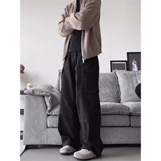 【美拉德拼接口袋】cleanfit复古美拉德拼接侧口袋直筒宽松工装裤，男装牛仔裤，星座506A