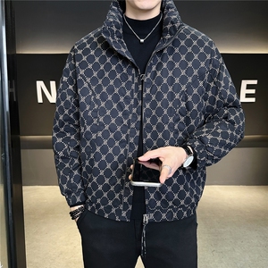 0329-M-2XL-P205标50绒店主风冬立领满印特殊面料棉感羽绒服男图片