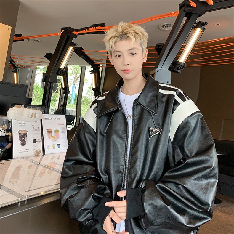 原创PU皮棉服夹克男冬季加厚皮衣外套高级设计棒球服-控158，男装夹克，星座310A-3