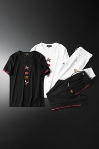 D215/T28146欧洲站新款夏装丝光潮流男士短袖T恤休闲运动套装图片