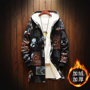 木板 秋冬大码男士大衣中长款加绒加厚青少年风衣外套男 图片
