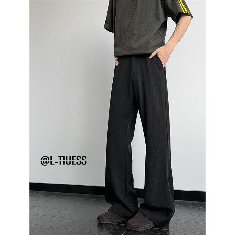 美式斜切微喇叭西裤高街cleanfit冰丝休闲裤子504-K246-特P39控78，男装西裤，星座504