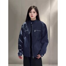 26春装高品质老钱风立领夹克外套男女美式潮牌拉链工装风宽松上衣，男装夹克，电商A486