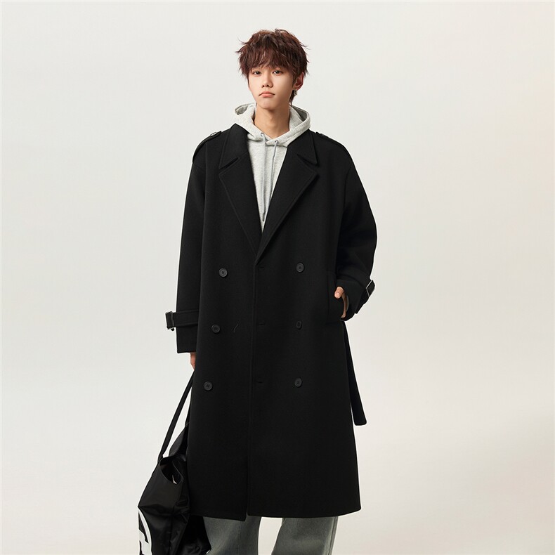 冬季加棉加厚新款男中长款过膝毛呢大衣韩版风衣韩系外套F523P138，男装风衣，电商A430（原星座702）