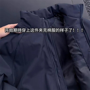 现货美式高街休闲夹克冬季三防立领纯色户外工装加厚棉服外套图片