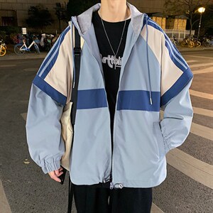 春季新款潮牌连帽潮牌条纹拼色夹克外套CYJK2121-P75图片