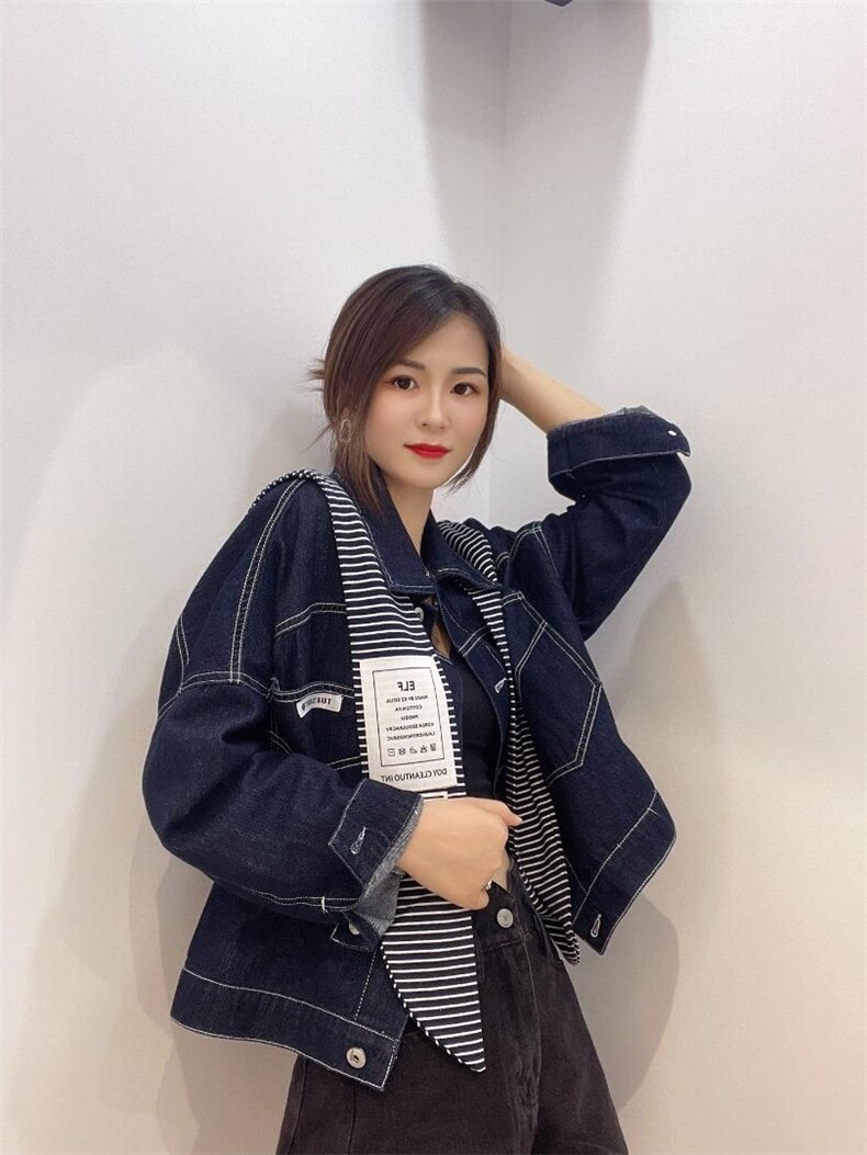 条纹披肩两件套牛仔外套,女装其它,衣生缘