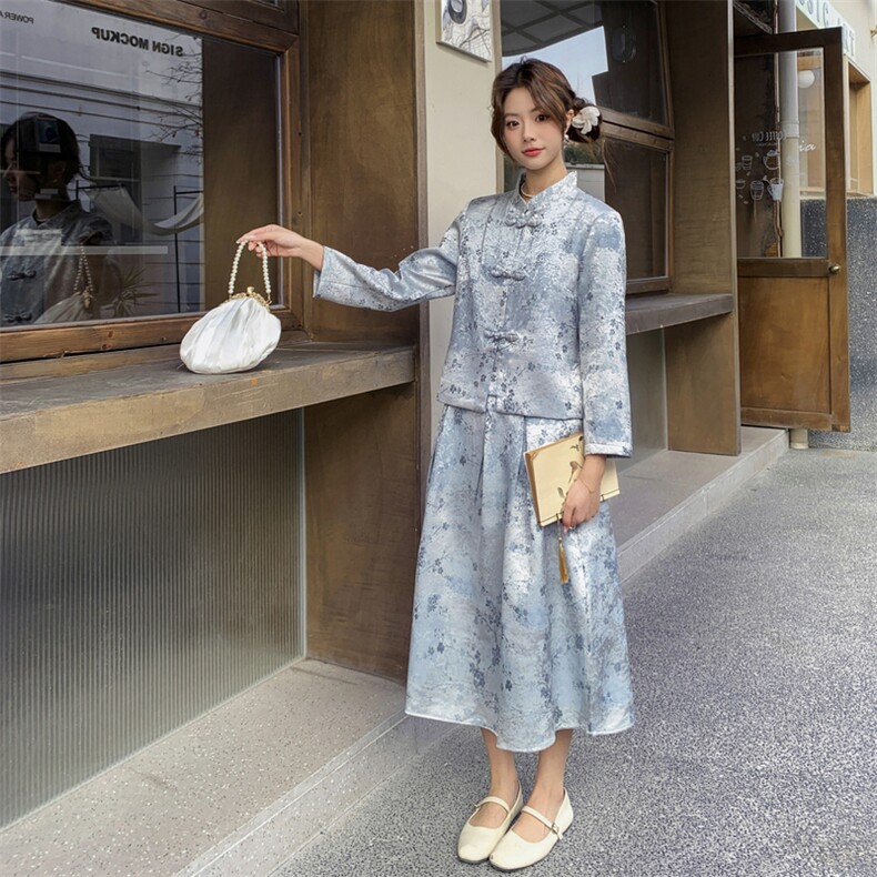 女长袖2026年春季纽扣成人四季中式女装女士精品套装学,女装套装/套裙,凡歌灵