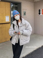 拼接毛羽绒服，女装羽绒服，E品