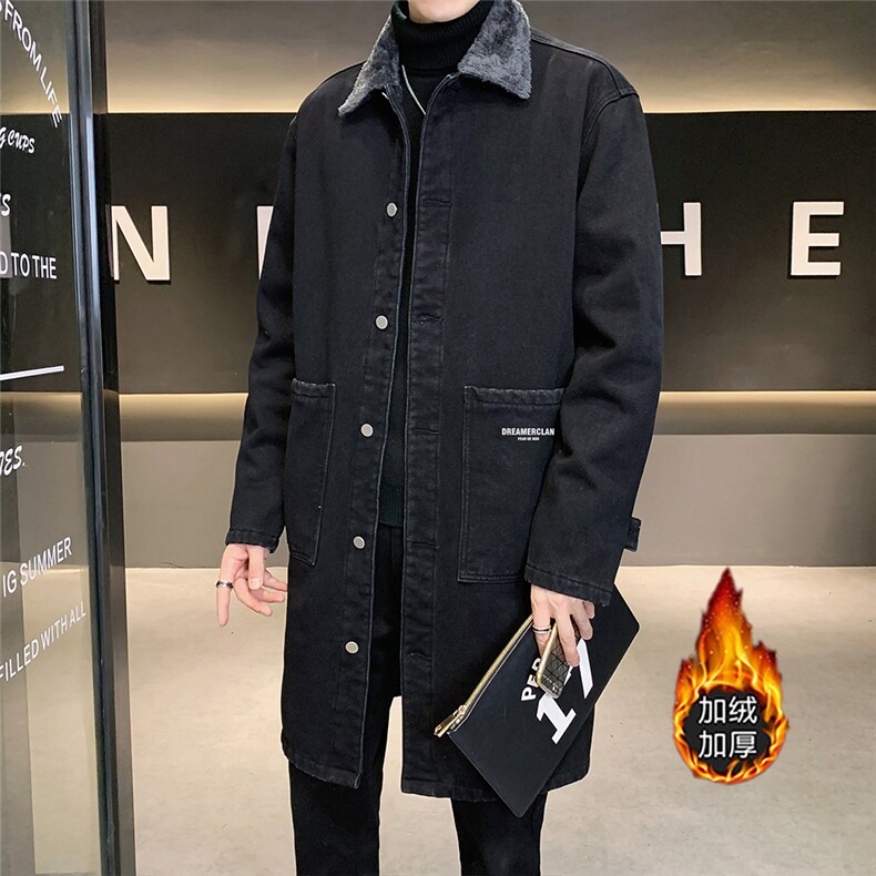 FY5024J-P98M-5XL控138加绒羊羔绒白底长款牛仔风衣大码网格，男装风衣，星座103A