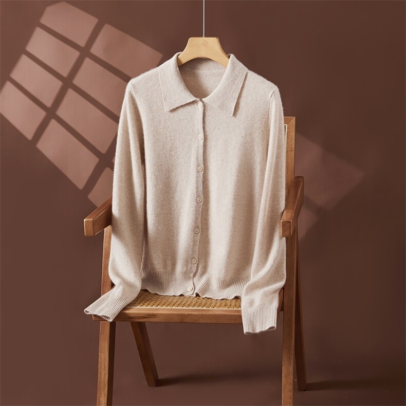 秋冬新款翻领纯色单排扣短款35%羊绒衫2024年秋季，女装羊绒衫，朵沐纯羊绒