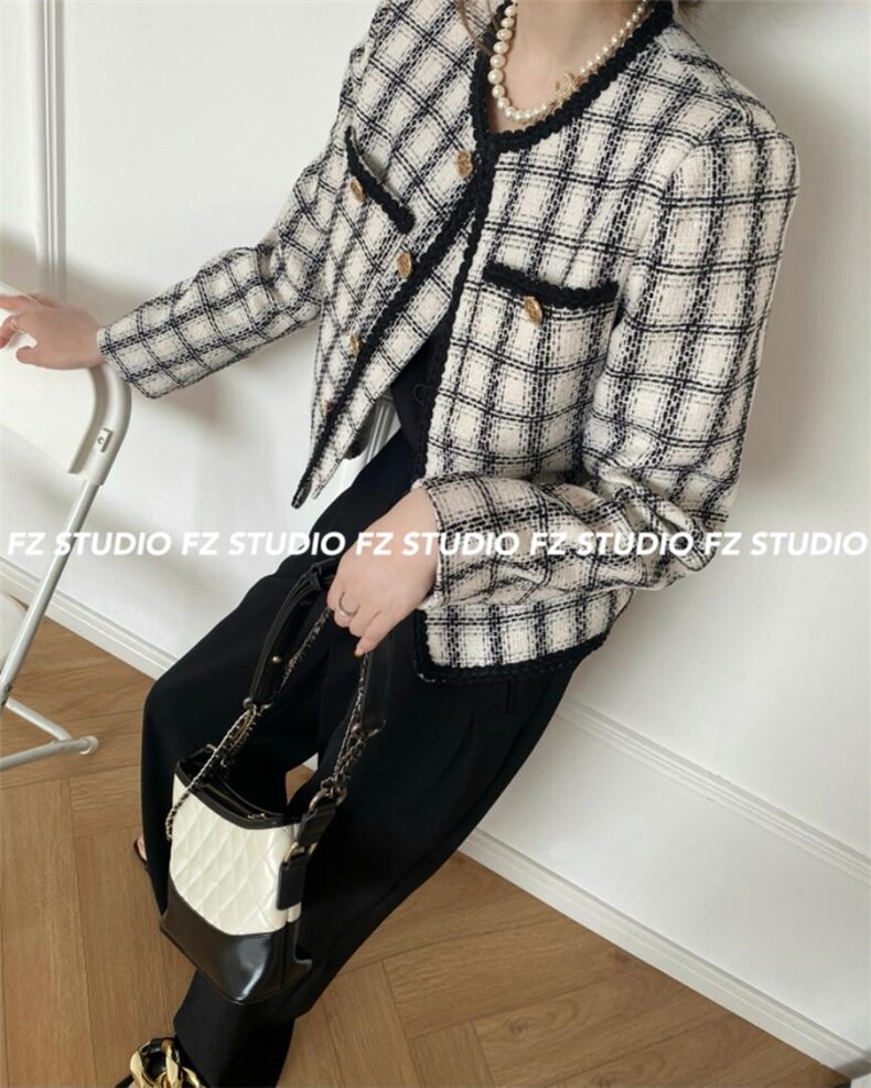 现货，黑白格小香外套，其它，F/TU