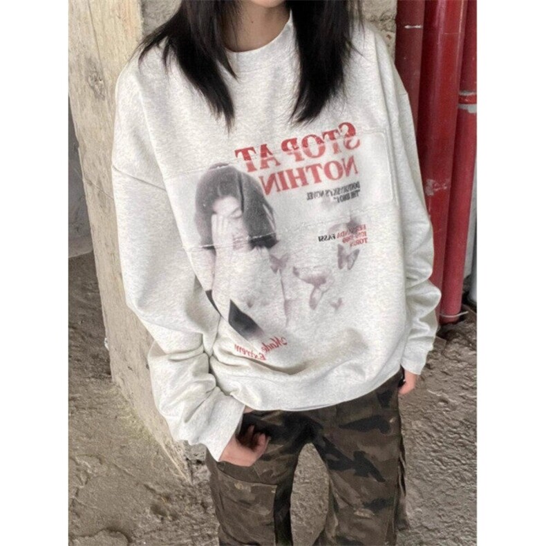 复古美式街头人物印花长袖卫衣男女春季宽松上衣ins潮LY70633-P40,男装卫衣,星座1008