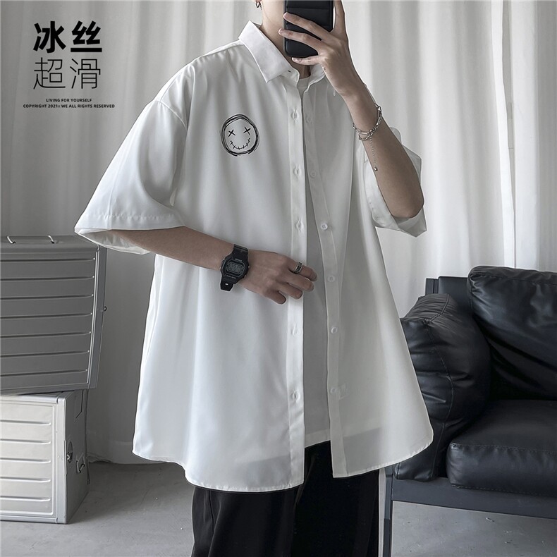 QT66冰丝超滑夏天凉爽衬衣男装夏季半袖衬衫短袖2024新款,男装衬衫,电商C306-1