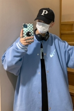 Y9911P30港风外景2024秋季新款棒球领开衫学生炫彩反光印花潮，男装卫衣，电商A026-1