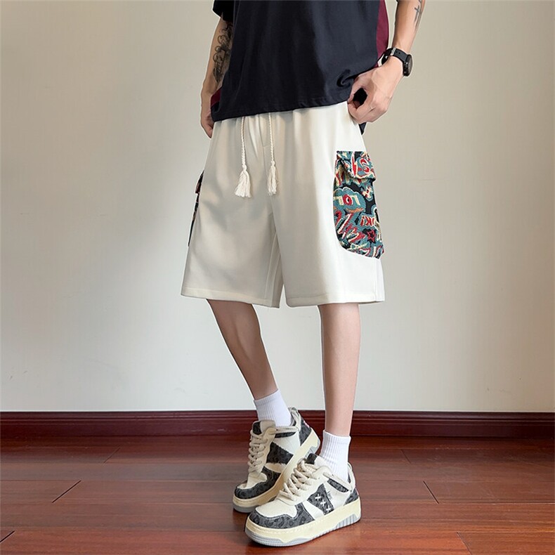 短裤男夏季美式复古拼接五分裤潮牌宽松大码XZ102B-1DK2512P30,男装牛仔裤,星座102B-1