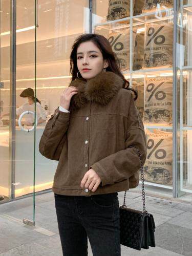 狐狸毛领短款派克，女装，肆尔