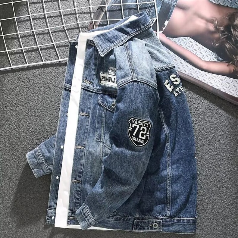1506/QY80680/P44绣绣标牛仔外套男春秋季宽松大码上衣男生潮流,男装工装外套,星座1506