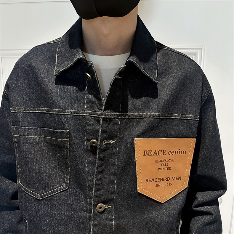 秋季2023轻熟抖音小伙薄款牛仔拼色夹克店主风A236-JK3035-P130,男装夹克,电商A236