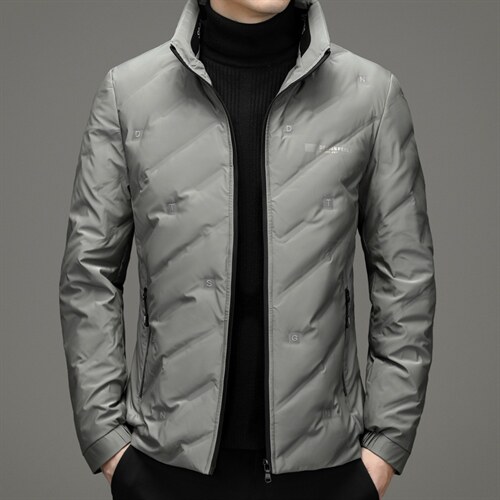 90白鸭绒中年男士休闲立领羽绒服保暖防寒羽绒开衫男HB9911-P235，男装羽绒服，电商B212（原钱塘6029）