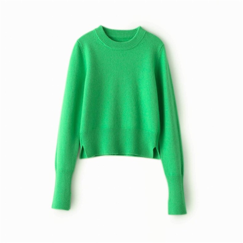 2025年秋季高腰短裤时尚百搭通勤下摆袖子开叉套衫，女装针织衫/毛衣，麦德绒