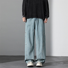 美式宽松工装裤子2026春季新款高街潮流复古港风牛仔裤J8085-P50，男装牛仔裤，星座509