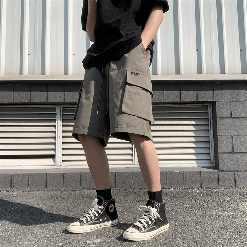 2024夏季设计感抽绳休闲中裤美式工装短裤男潮牌五分裤K6051-P26,男装休闲裤,星座512-2