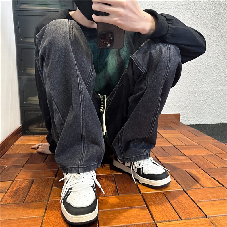 k1086-p55-控78M-5XL大码现货折皱宽松cleanfit牛仔裤,男装牛仔裤,星座116