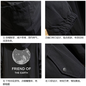 JK41254-P85 纯棉连帽夹克男士大码工装男上衣外套 砖墙挂拍图片
