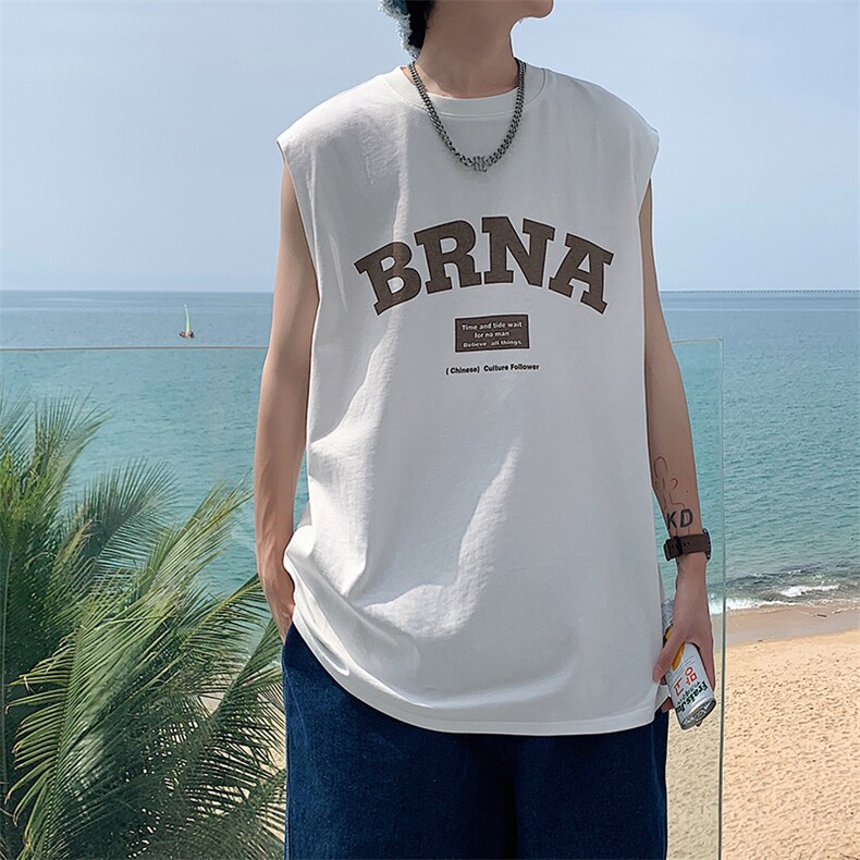 夏季港风t恤男宽松大码纯棉运动背心坎肩潮牌无袖BX009P25,男装背心/马甲,星座1204-3