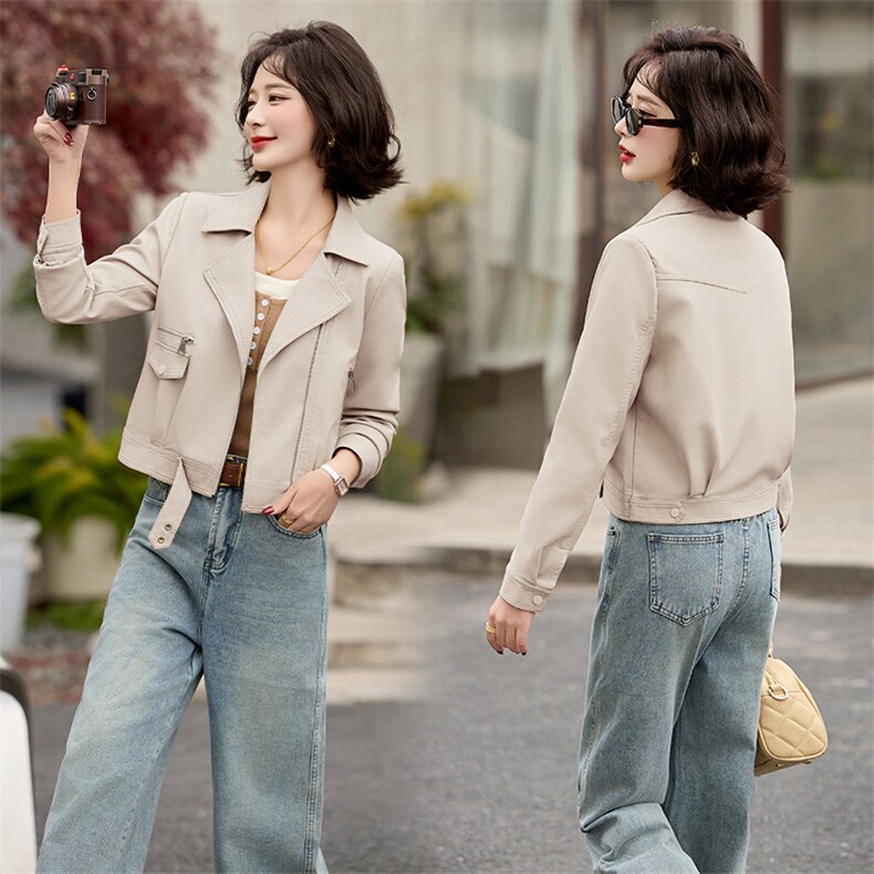 现货BAO款主推气质洋气机车服2025年春季时尚潮流，女装皮衣，跑量工厂店