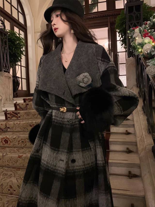 2025真狐狸毛气质女神款好货高品质羊毛大衣,女装双面呢大衣,依嘟服饰
