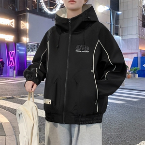 外套男学生潮流撞色连帽夹克春秋青少年帅气冲锋 A436-JK2589-P75图片
