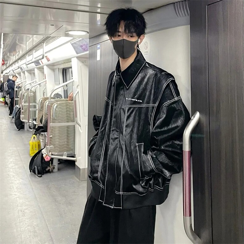 现货不缺货潮流假两件皮衣复古夹克外套1209-1-JK17-P108,男装夹克,星座1209-1
