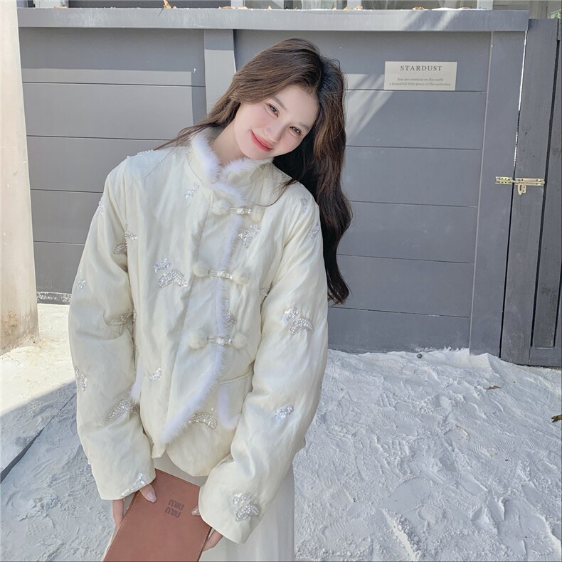 【大货】数据好新中式重工钉珠白鸭绒外套2C327-9936P285控398,女装羽绒服,2C327