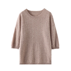 春装洋气显瘦羊毛衫女圆领短袖毛衣上衣内搭针织打底衫T恤1，女装羊毛衫，哲奥羊绒