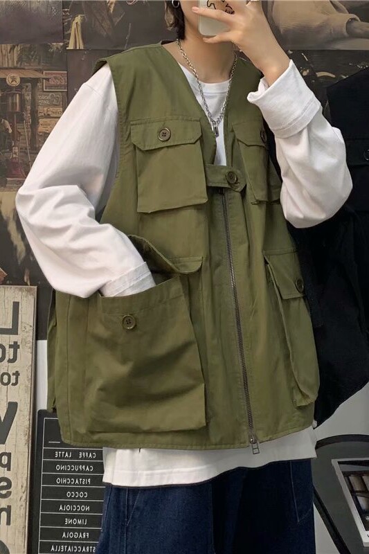 秋季港风马夹马甲男潮牌工装机能多口袋背心外套坎肩M205/,男装背心/马甲,电商D202-1