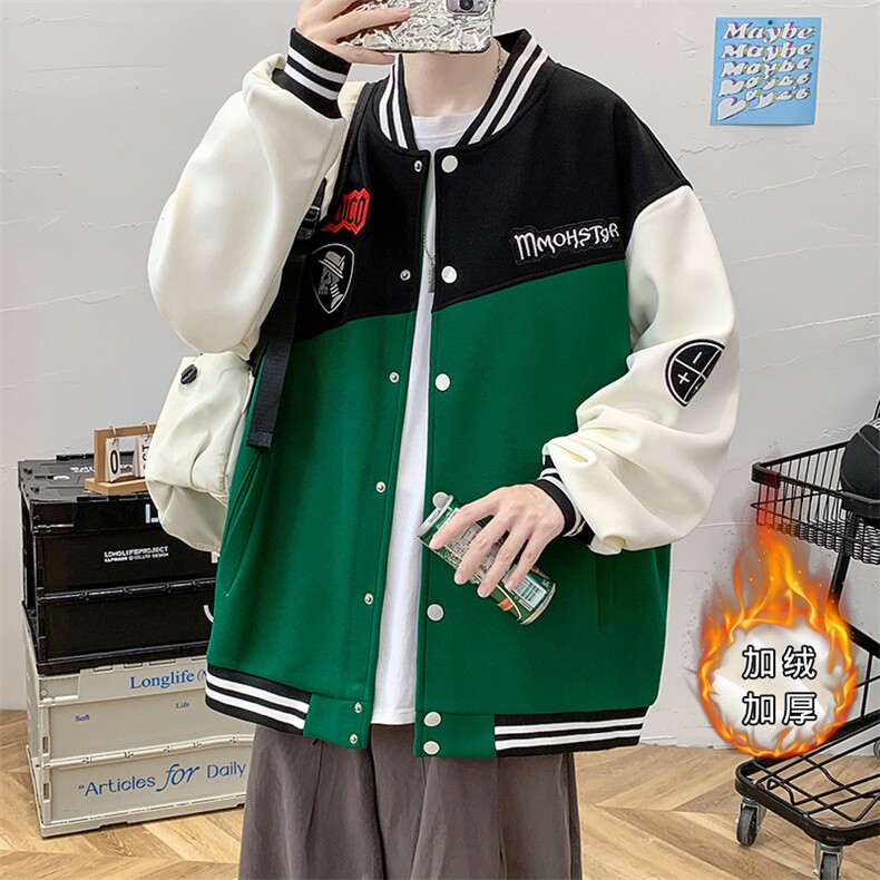 2023秋装新品青少年夹克运动棒球服加绒加厚百搭外套男 2111-P65图片