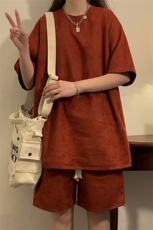 中性风麂皮绒短袖T恤男DT8766P23短裤男DK8767P32套装TZ8757P55，男装休闲套装，星座226-1